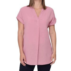 Rachel Rachel Roy V-Neck Short Sleeves Pink Tunic Top Medium